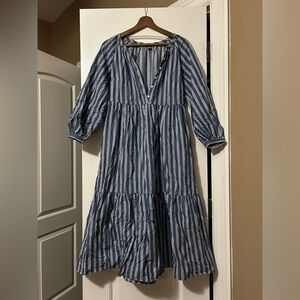 Striped midi linen summer dress
